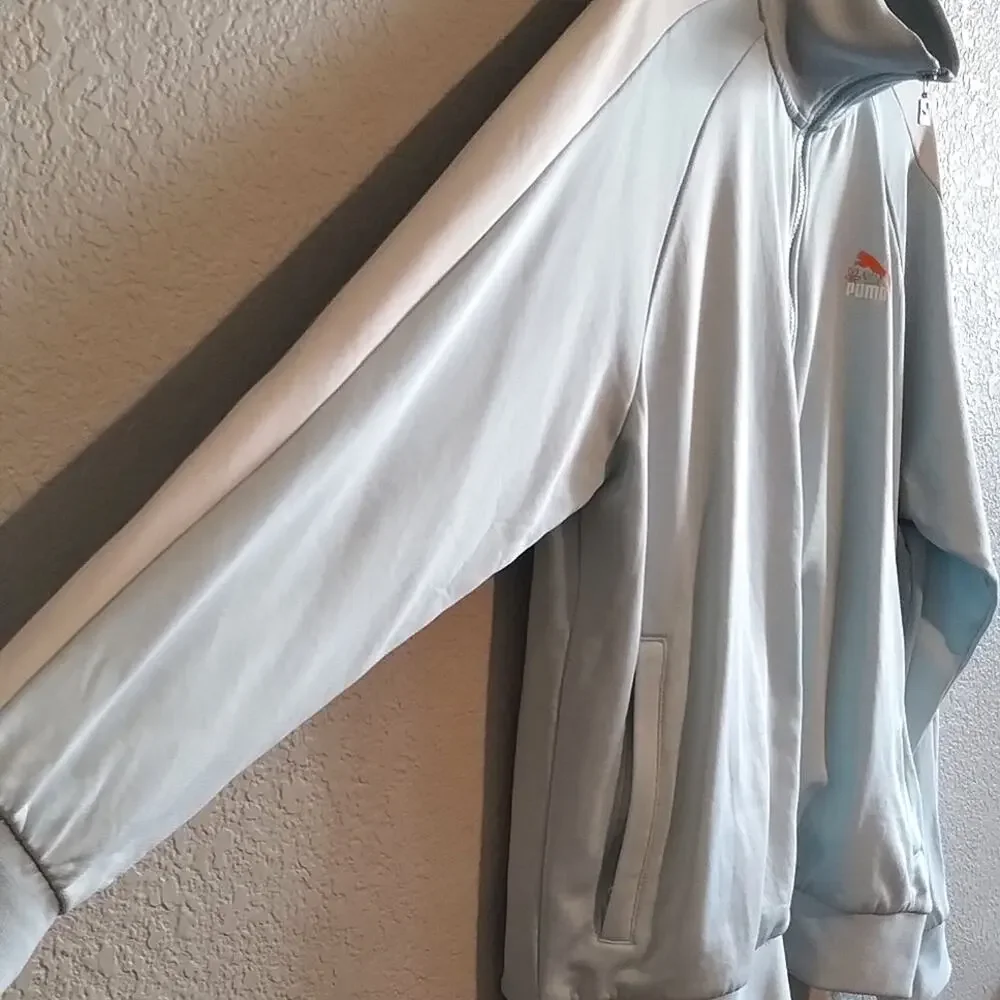 Puma Men's PUMA PPET7 Iconic (Icy) Blue & White Track Jacket  XXL Logo, Pockets